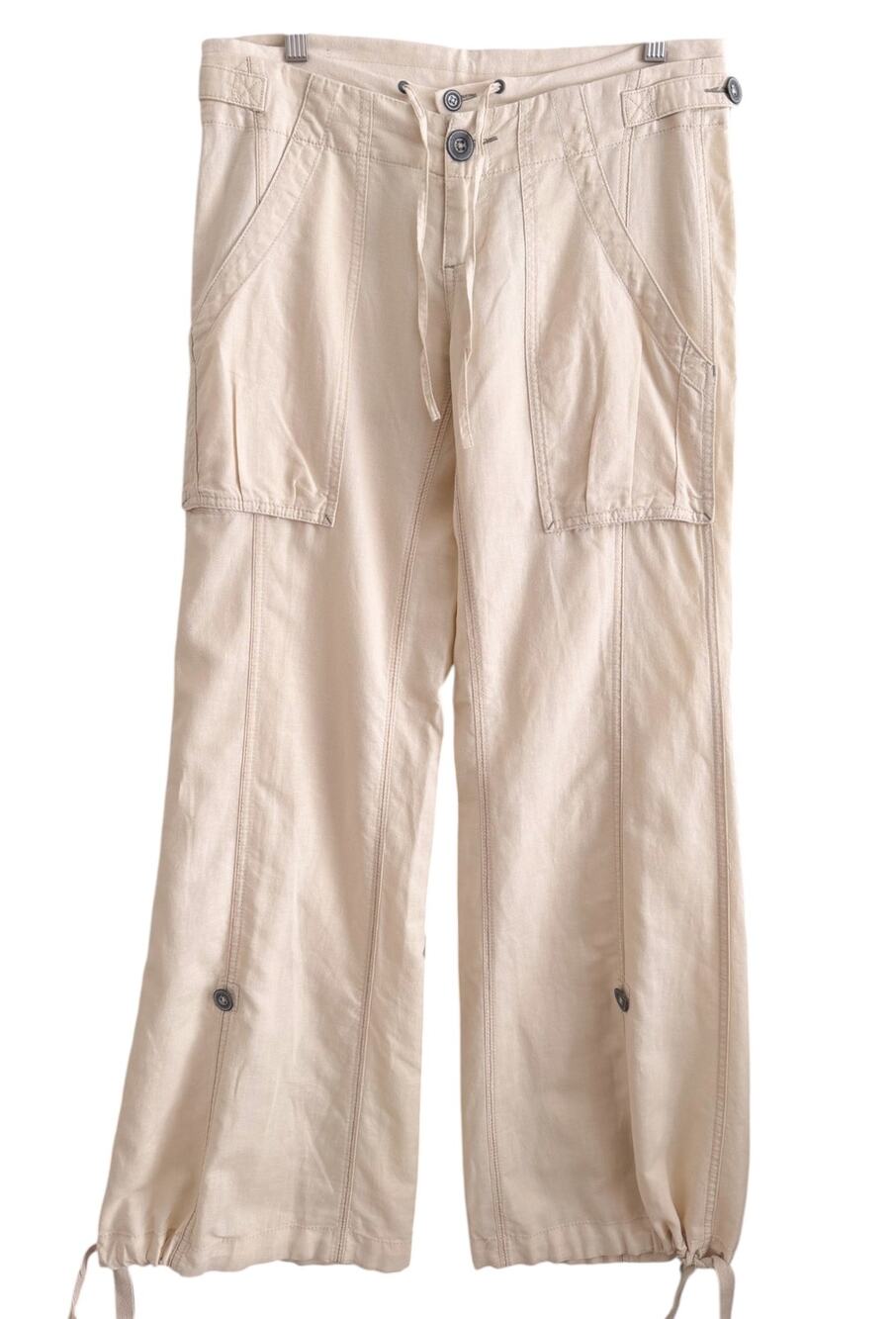 SOLD* free people Y2K vintage linen cotton low rise wide leg pants drawstring